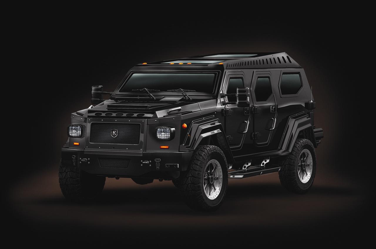 Armored SUV: rugged, secure design.