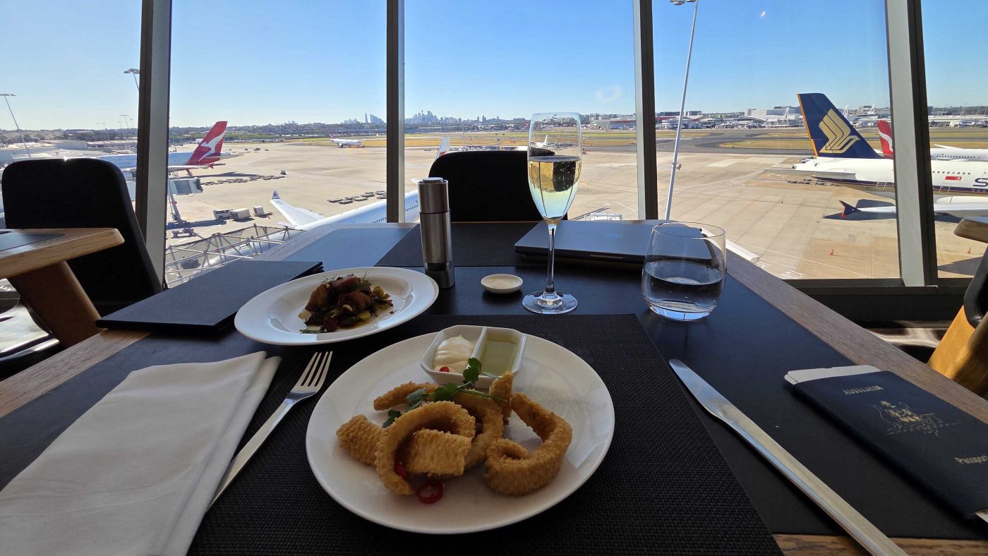 Salt & Pepper squid in Qantas' First Class Lounge Sydney Airport
