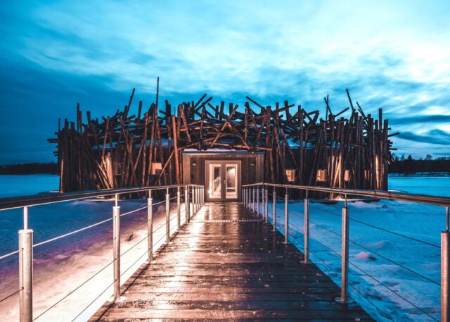 Unique wooden structure mimics Arctic Bath Hotel.