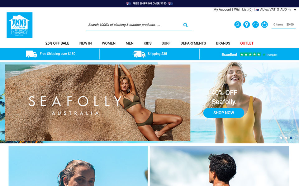 Seafolly Australia bikini advertisement banner.