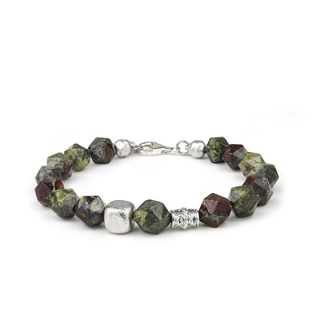 Men's stylish bracelet with stones and silver.