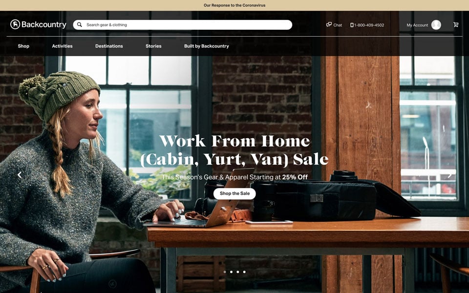 Woman types, "Work From Home" ad.