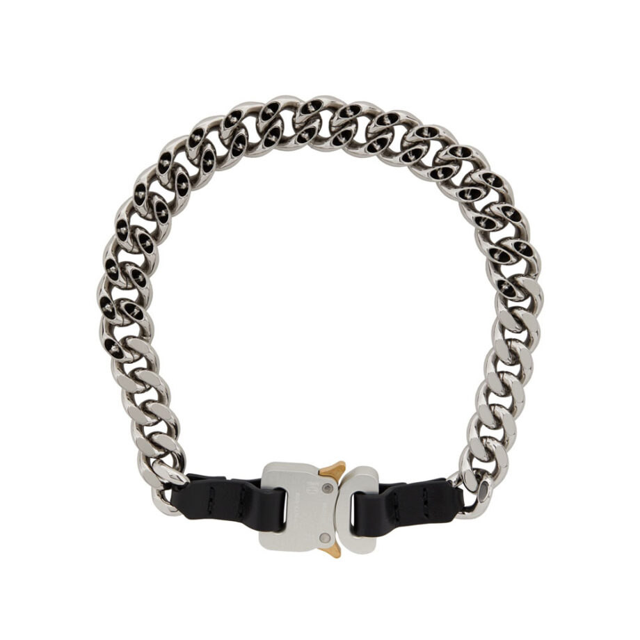 Men's silver chain necklace with luxury clasp.