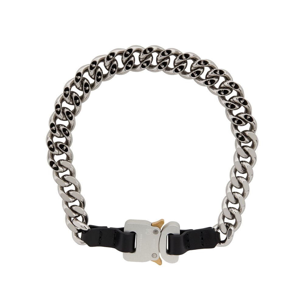 Men's silver chain necklace with luxury clasp.