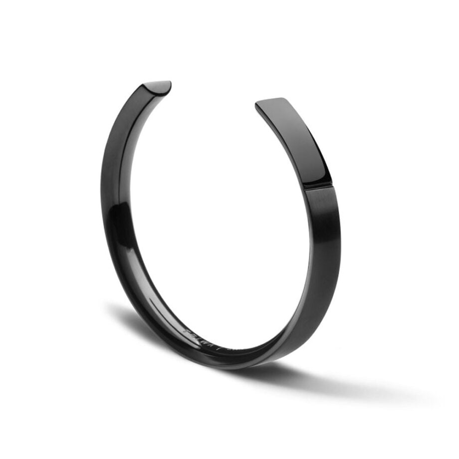 Sleek black men's bracelet with shiny finish.