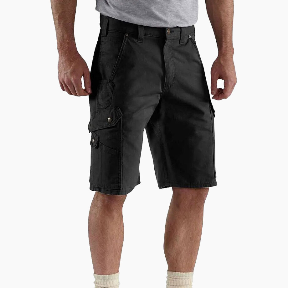 Person in cargo shorts and gray t-shirt.