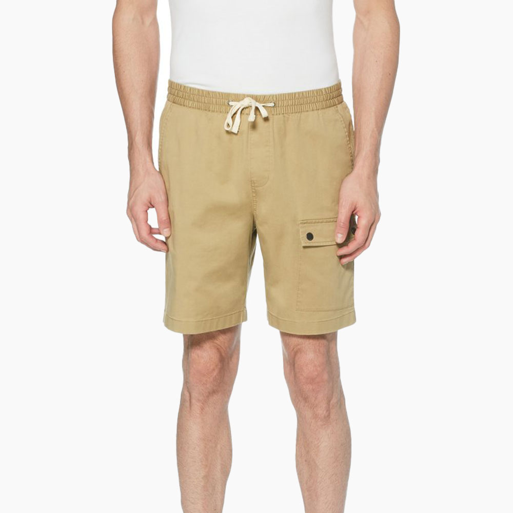 Person in cargo shorts and white tank.
