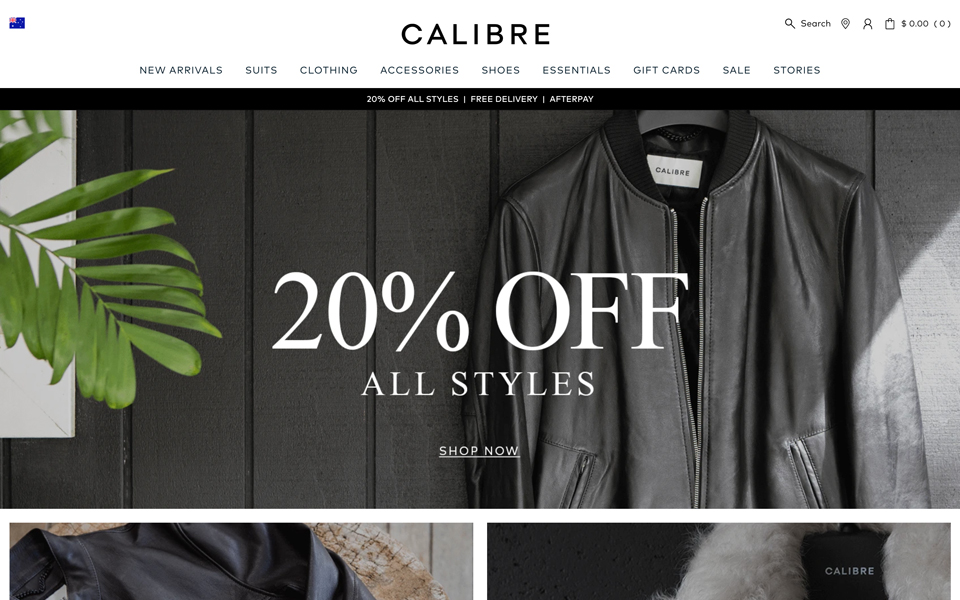 Calibre sale: 20% off styles.