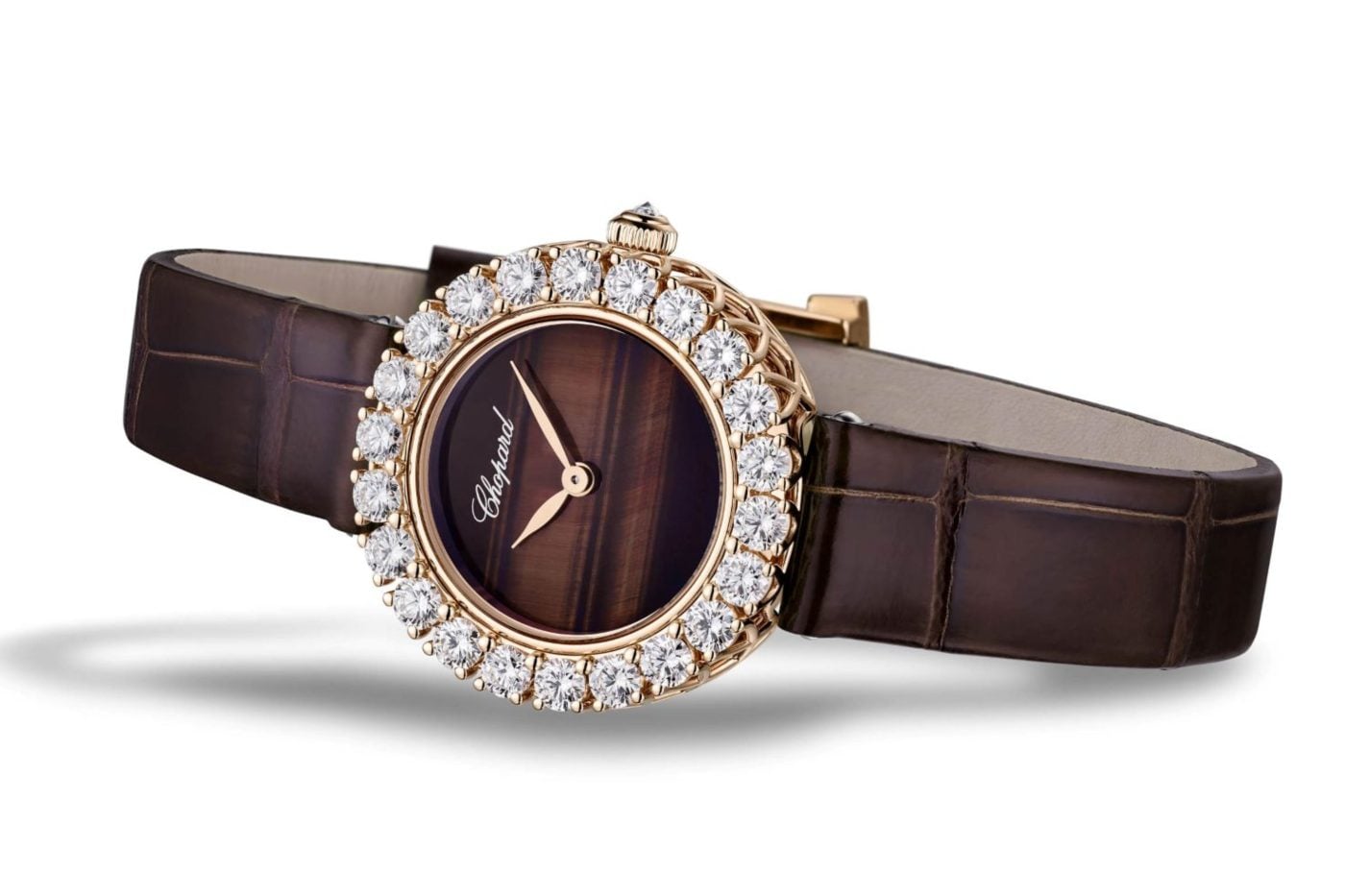 Chopard L’Heure du Diamant “The Precious Hours” collection with multi-coloured gemstone dials in ethical gold cases.