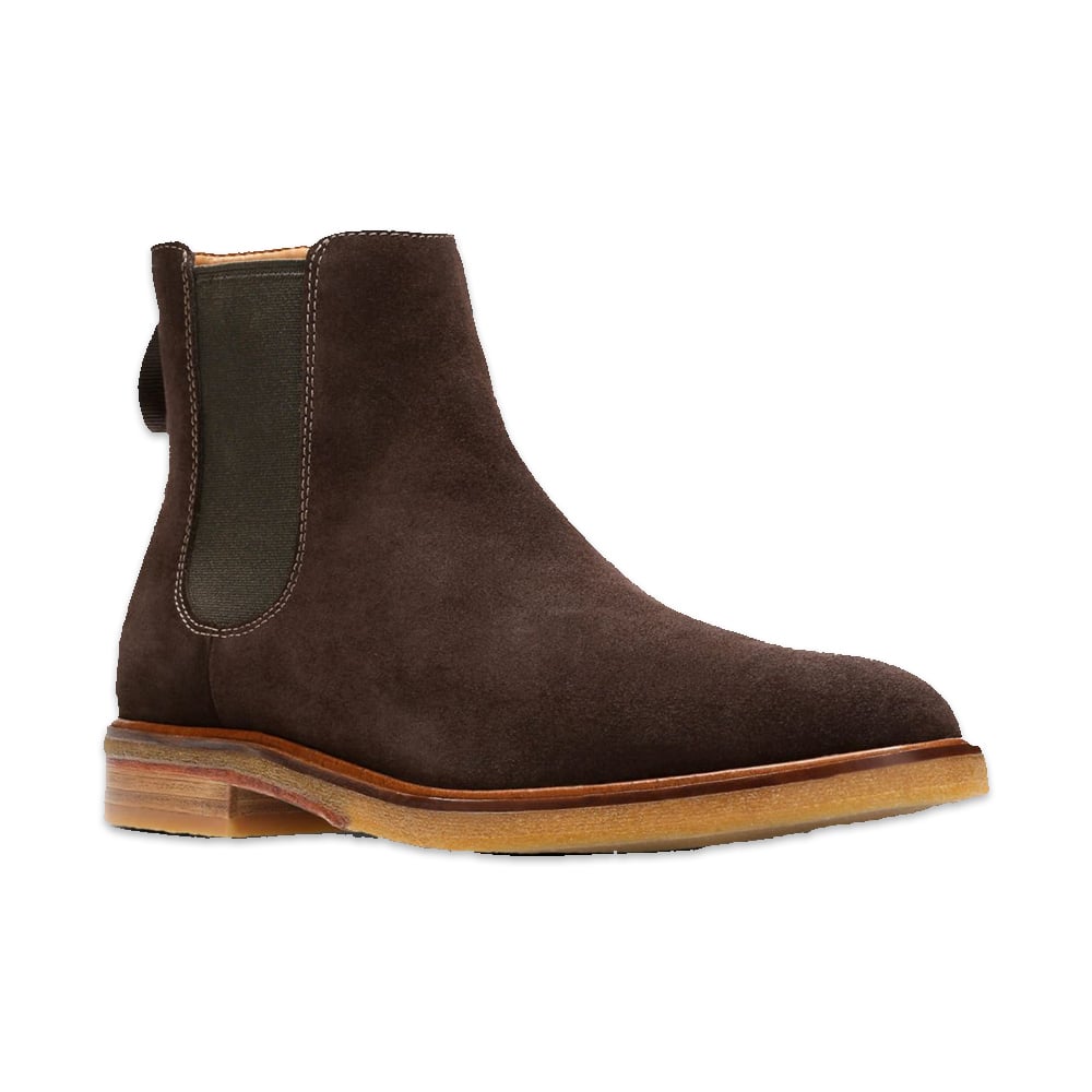 Brown suede Chelsea boot fashion.