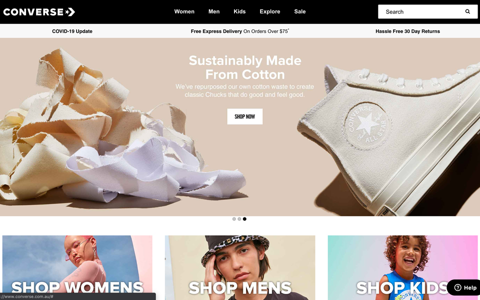 Converse Australia features sustainable sneakers.