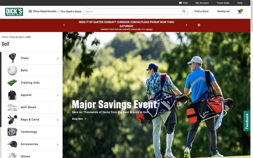 Dick's Sporting Goods golf sale.