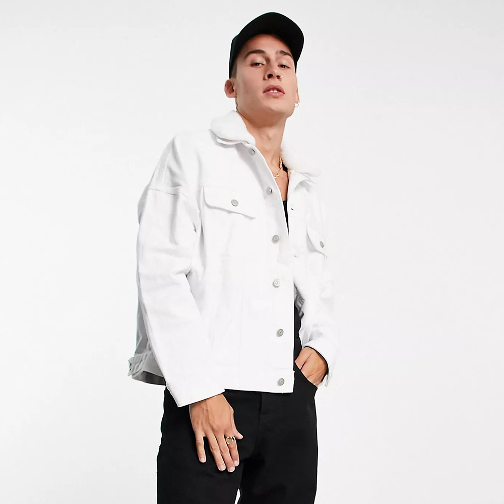White ASOS Design Sherpa Jacket