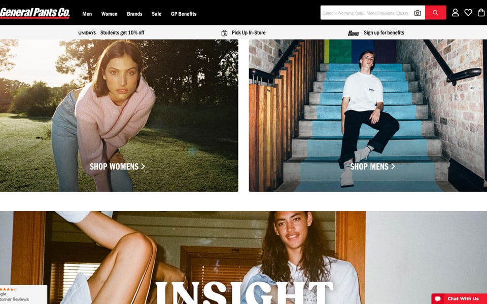 General Pants Co. vibrant online store.