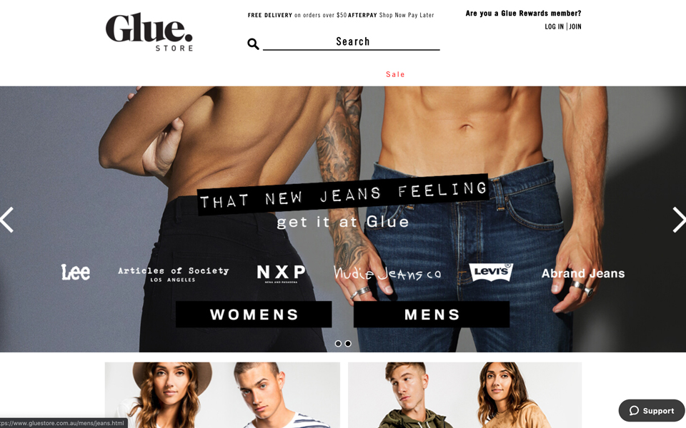 Glue Store: Latest jeans, Levi's, Lee.