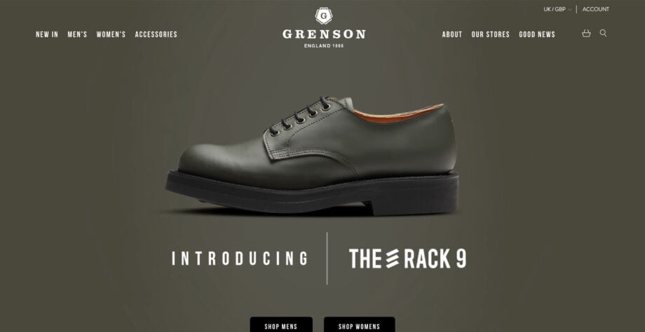 Grenson's "The Rack 9" dark green leather shoe.