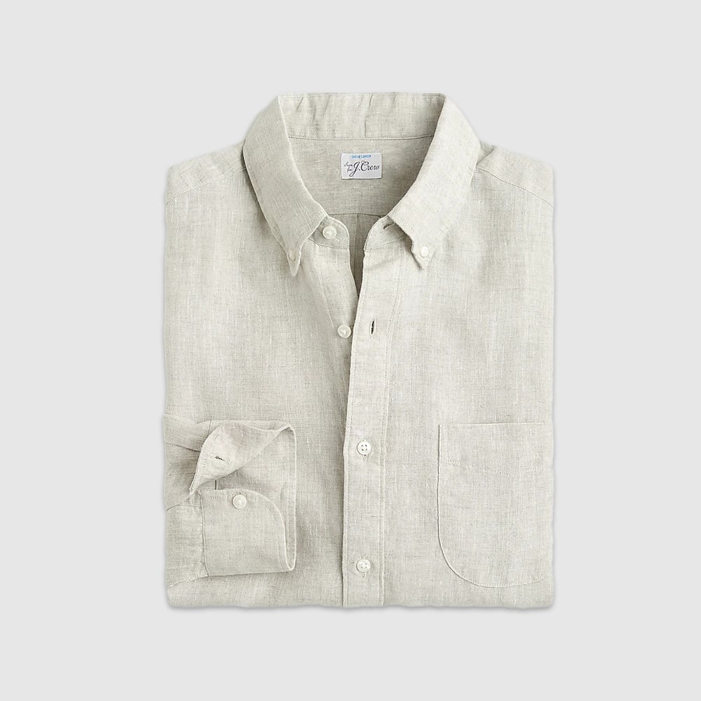 Textured gray shirt epitomizes casual.