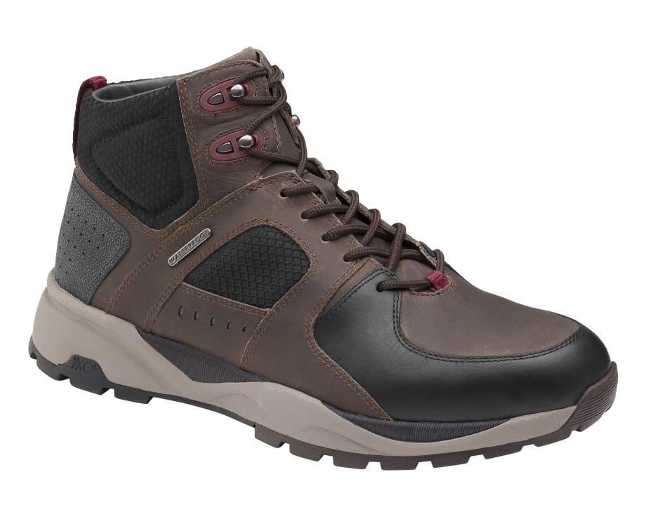 High-top winter hiking boot, rugged and durable.