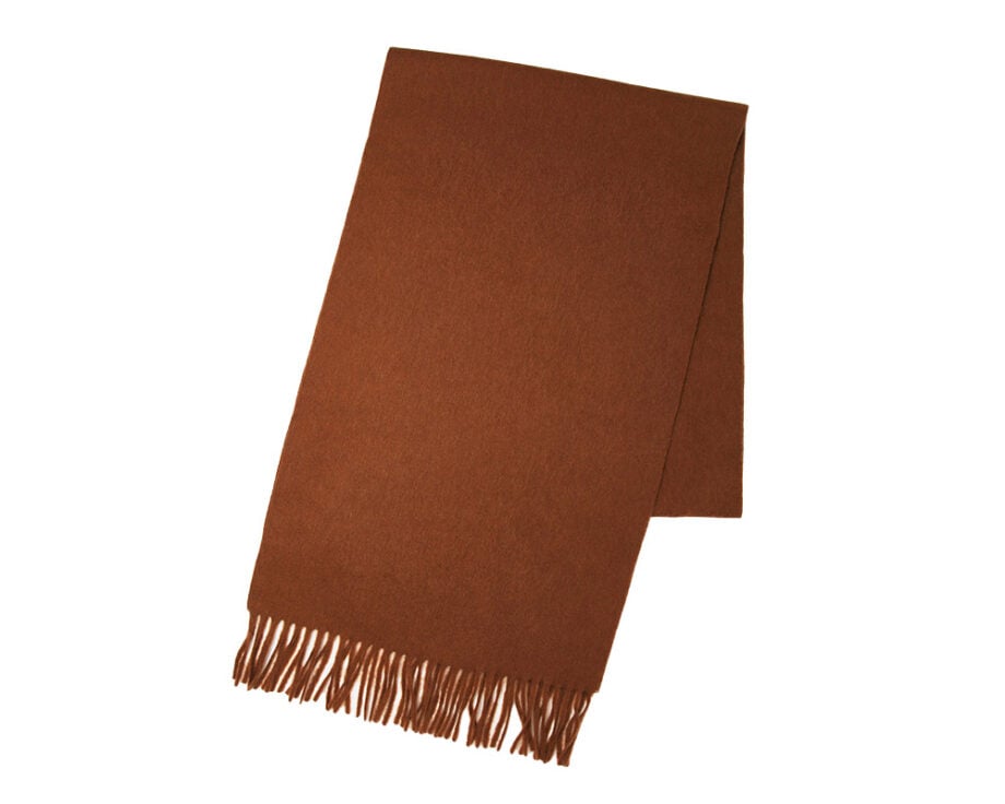 Soft brown men's scarf, fringed edges, winter perfect.