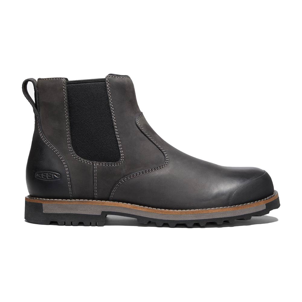Stylish waterproof Chelsea boot with textured sole.