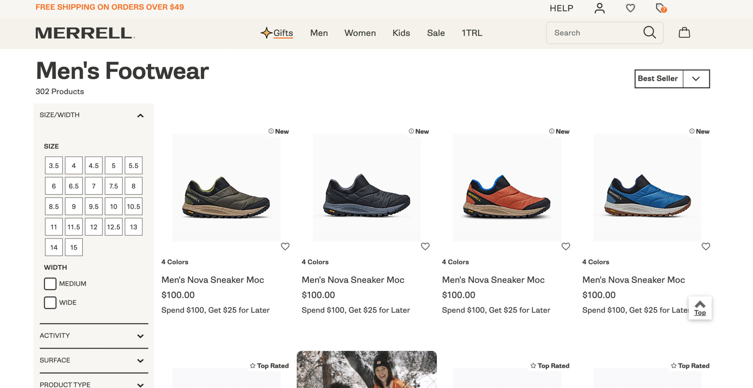 Merrell offers Nova Sneaker Mocs; $100 each.