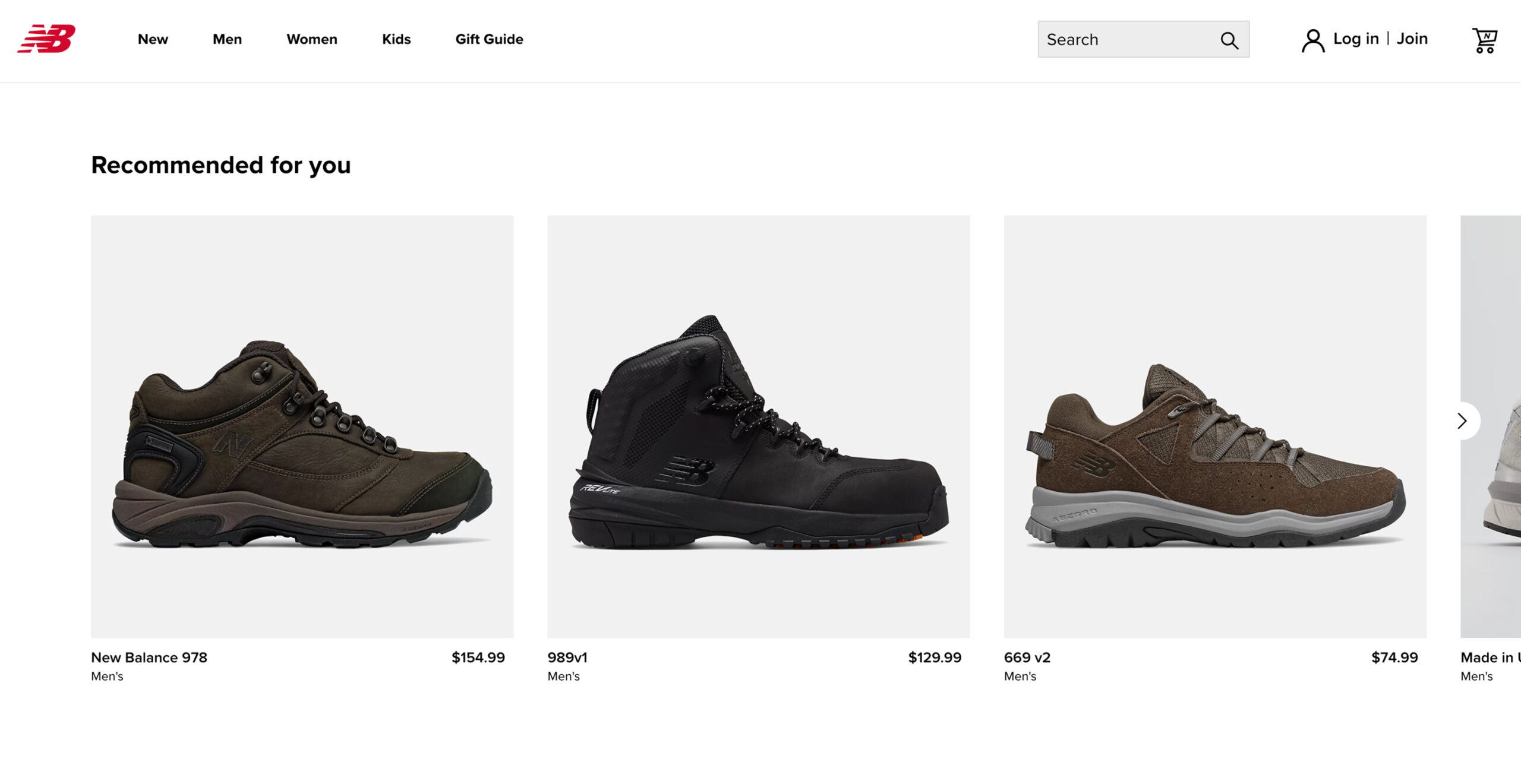 New Balance men's shoes: hiking, high-top, casual.