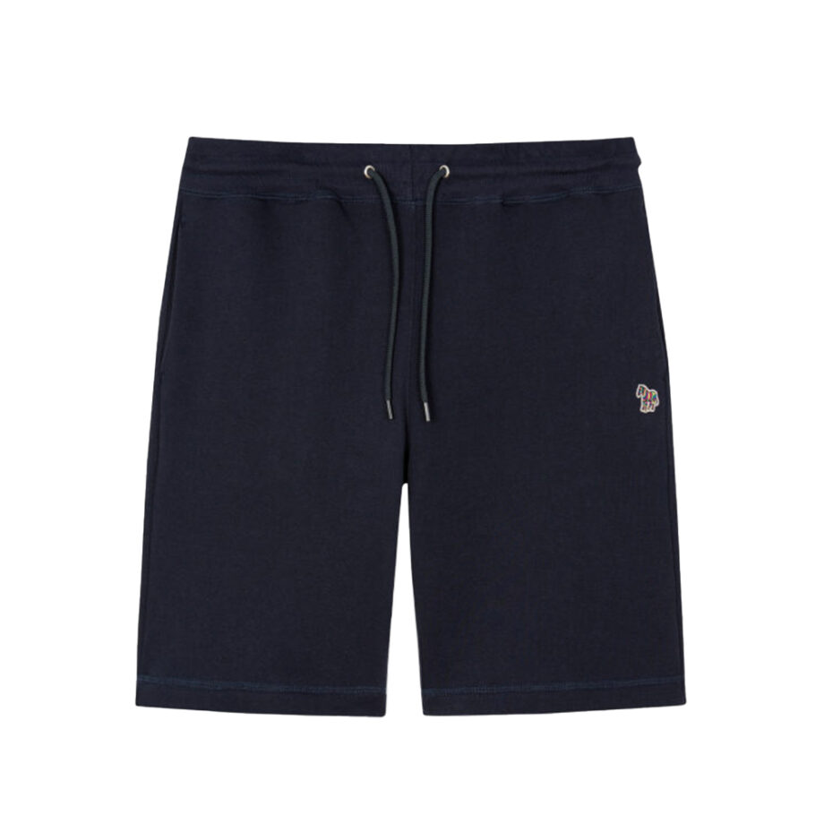 Dark blue lounge shorts with embroidered logo.