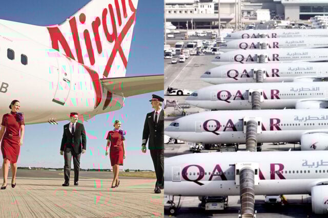 Virgin crew walks, Qatar planes.