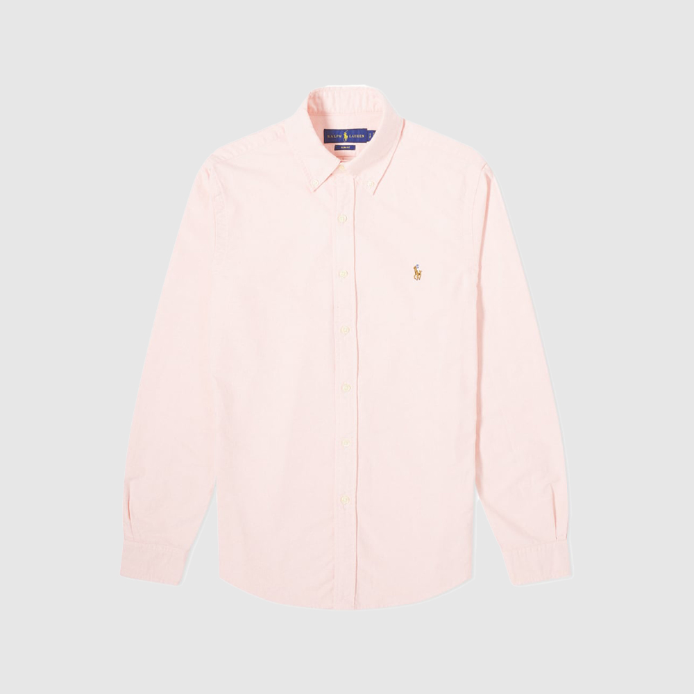 Men's pink shirt with embroidery.