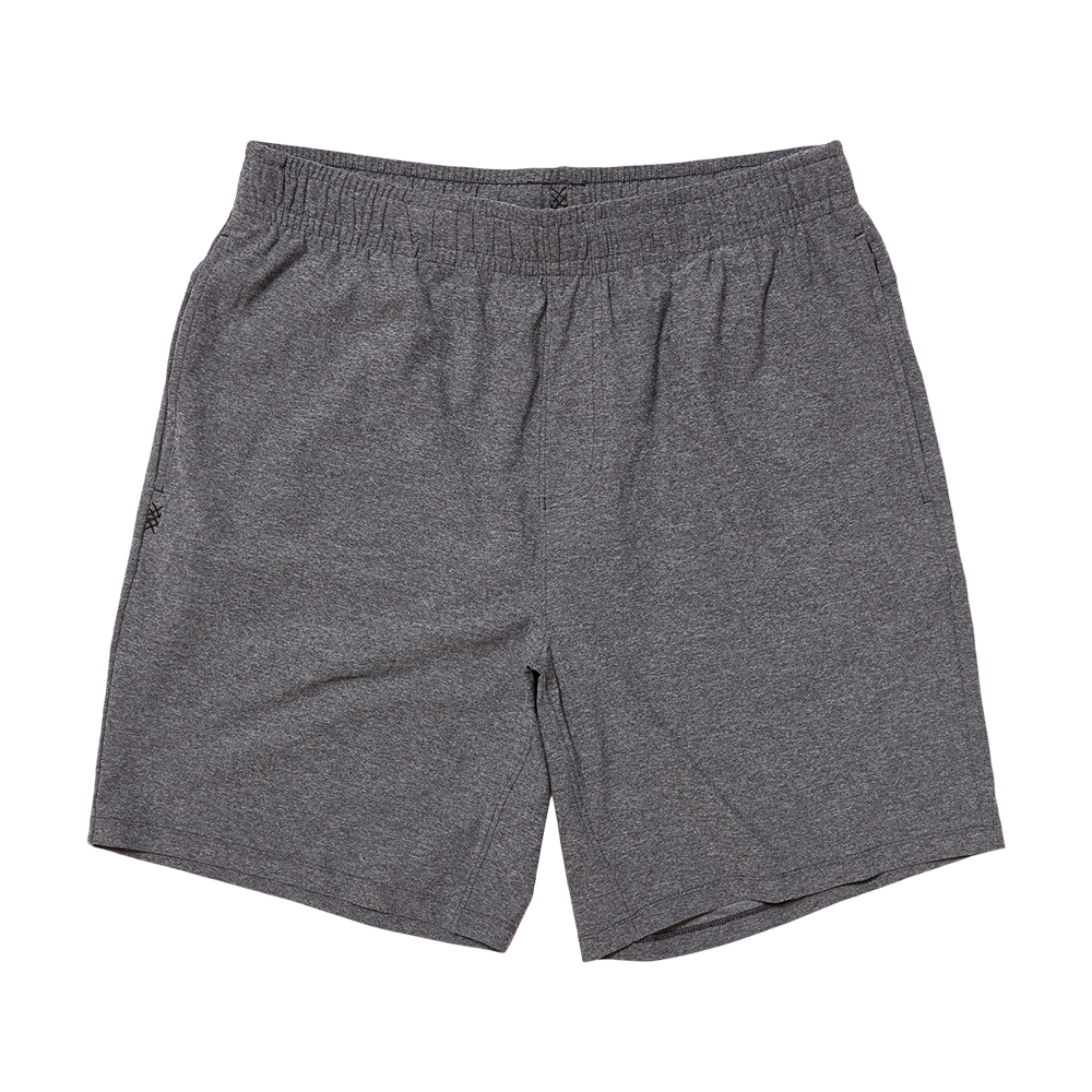 Gray elastic lounge shorts without visible logos.