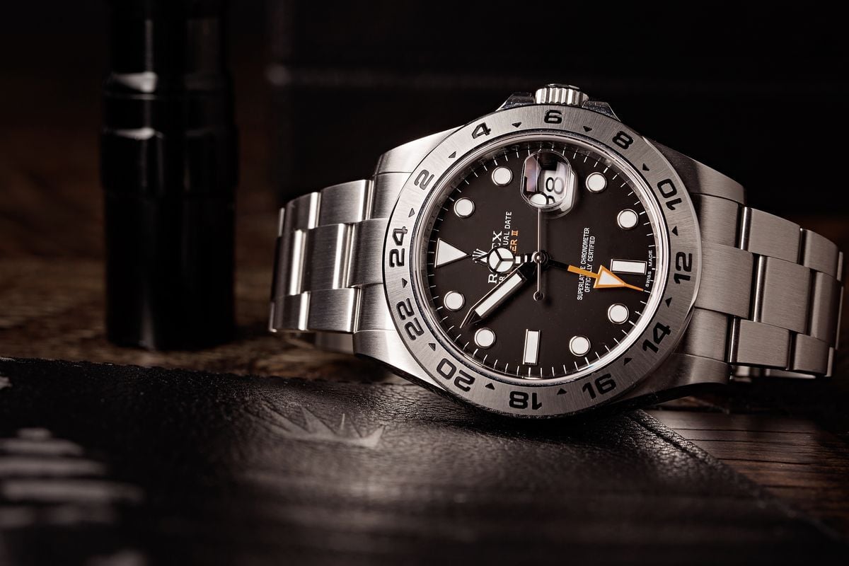 Rolex Explorer II displayed at 2021 event.