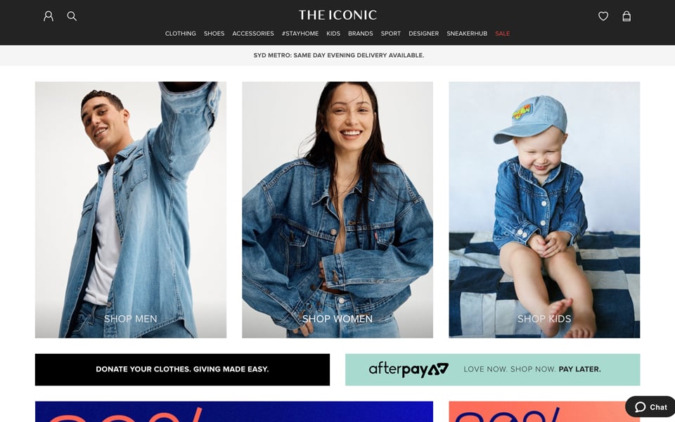 The Iconic's categories, fast shipping.