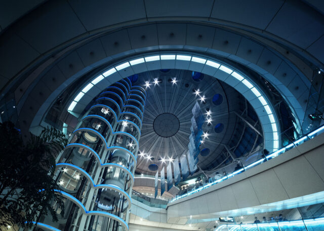Tokyo Airport's modern design features star lights.