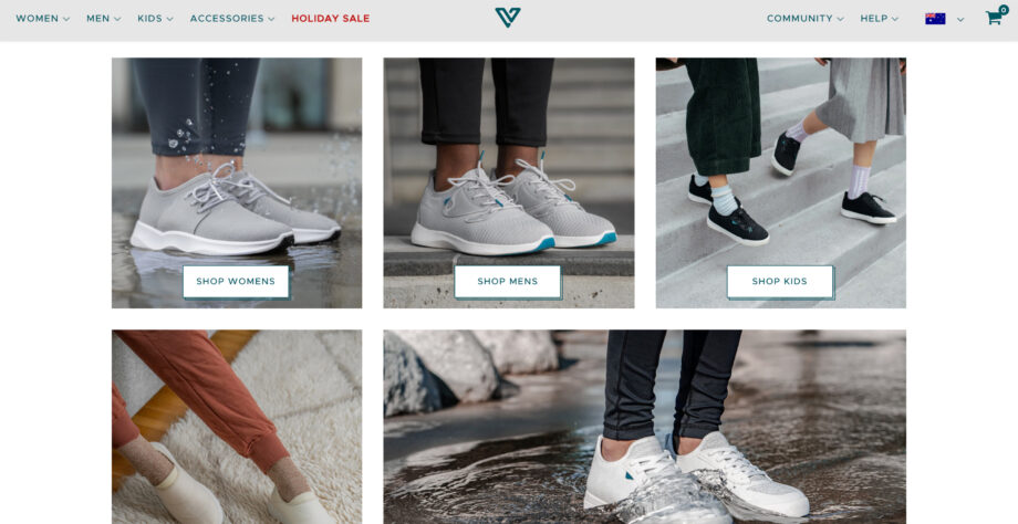 Sneaker webpage with men's, women's, kids' styles.