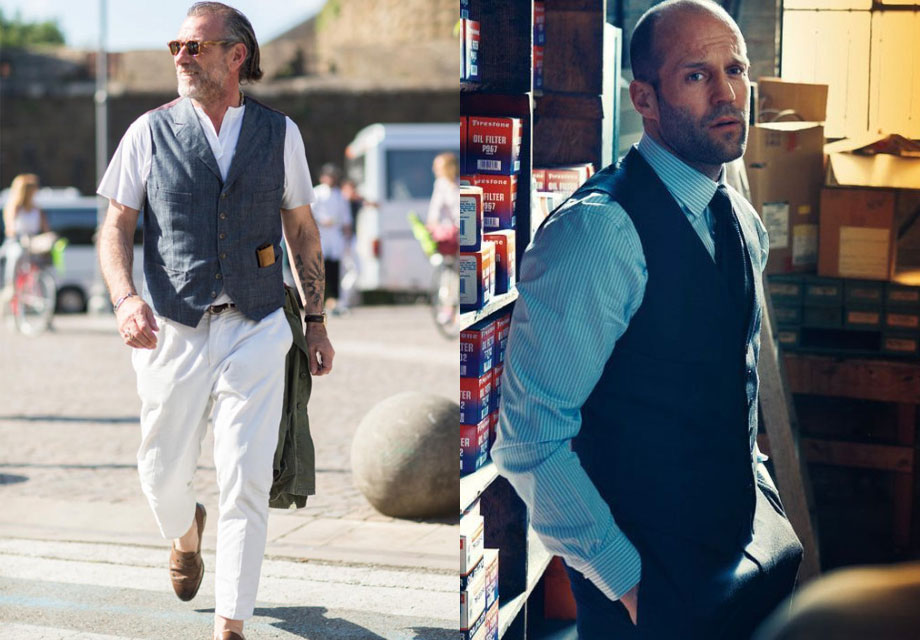 Silver-haired man, bald man store.