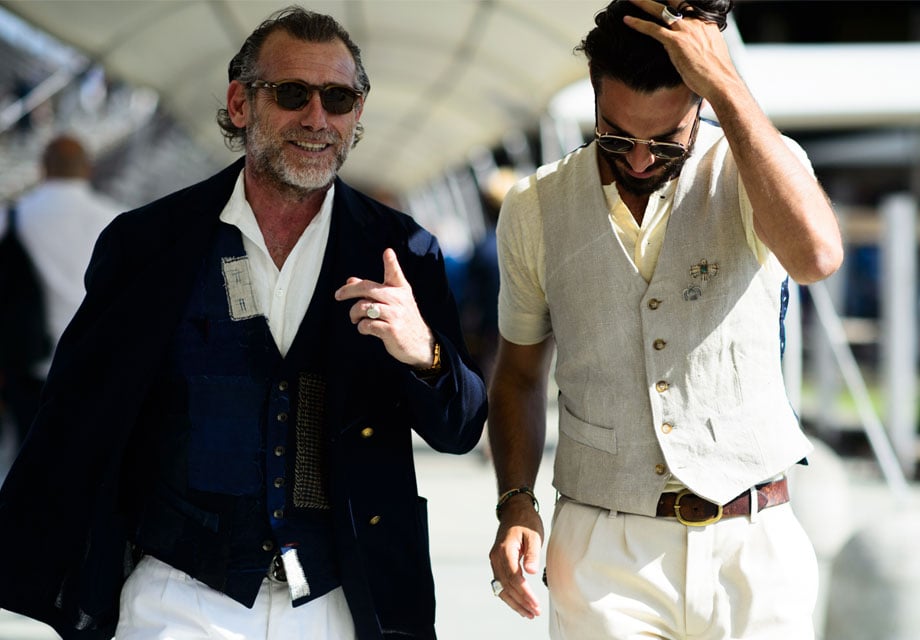 Men in stylish summer attire.