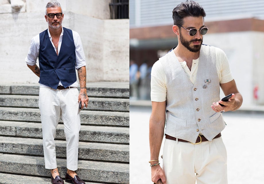 Stylish duo in white pants.