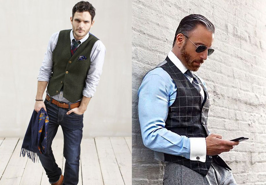 Men in vests, differing styles.
