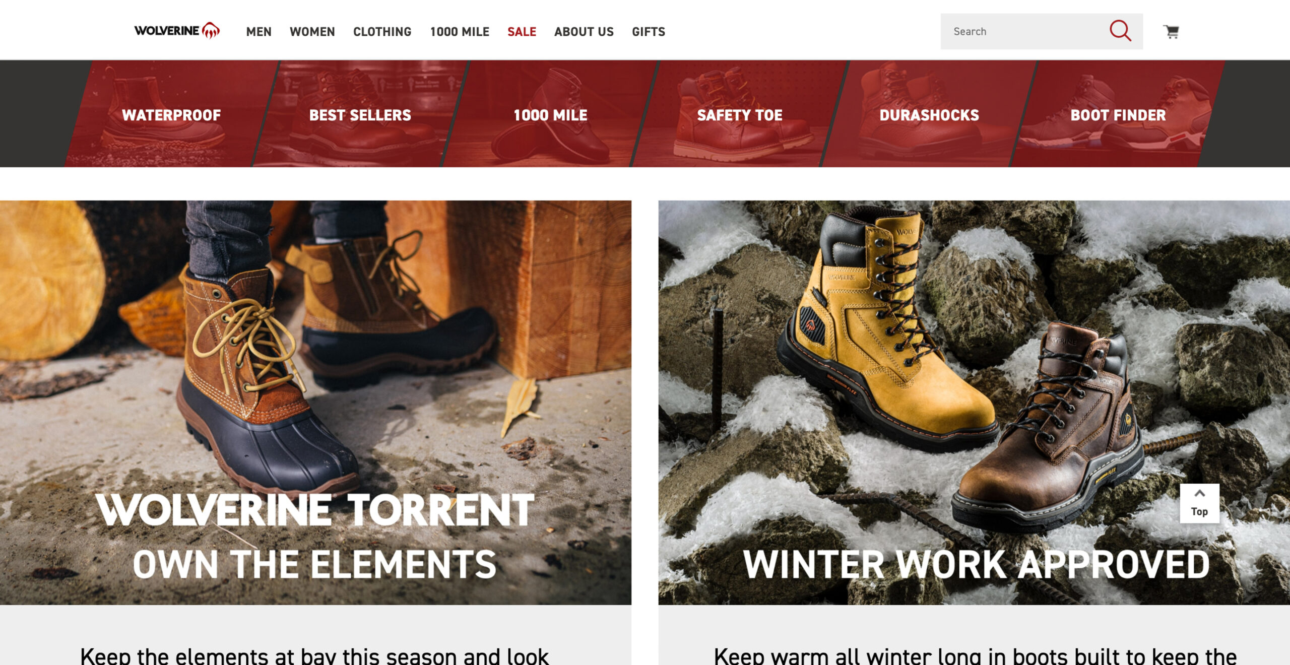Wolverine Torrent and Winter Work men's boots.