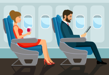 Airplane passengers: wine and tablet.